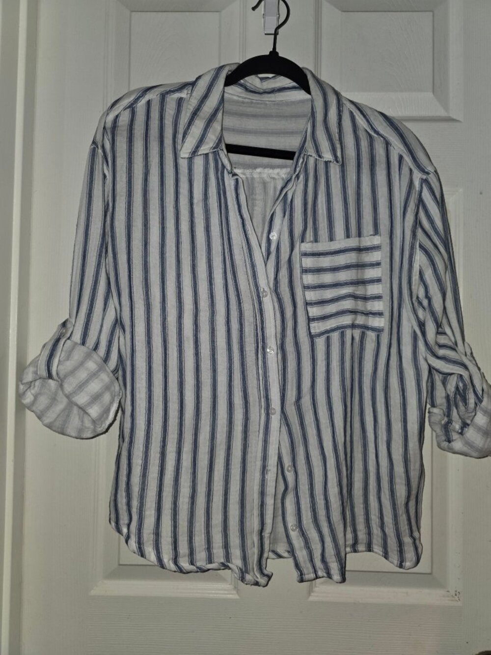 Frank And Oak Striped Cotton Button Up Shirt L